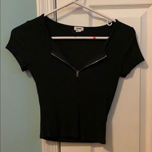 GARAGE green quarter zip up shirt